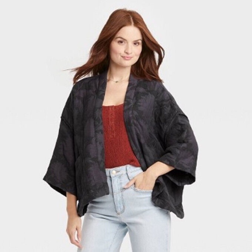 100% Cotton Navy Quilted Kimono